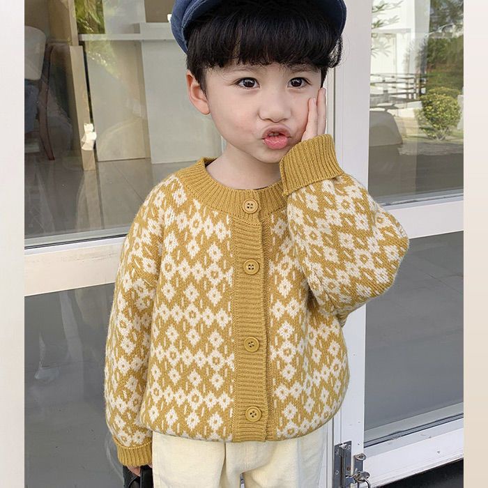 Áo Khoác Cardigan Dệt Kim Tay Dài Thời Trang Xuân Thu Cho Bé Trai
