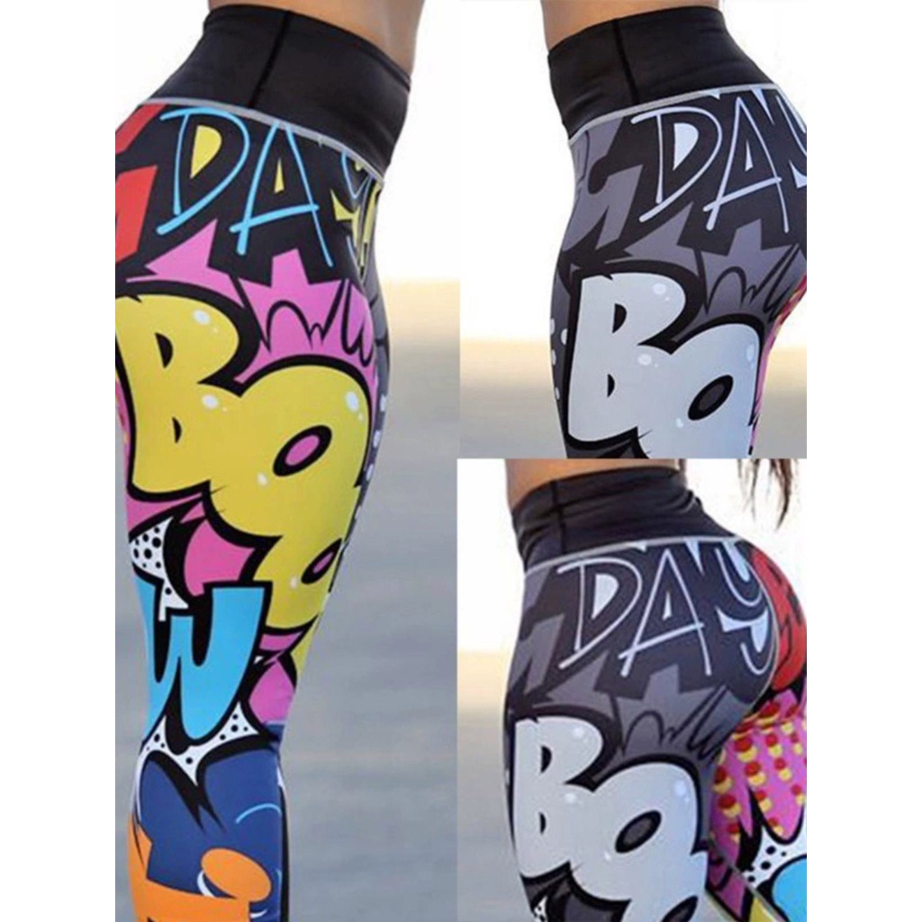 Quần Legging Thể Thao Ôm Dáng In Chữ boom Tập yoga Bán Chạy