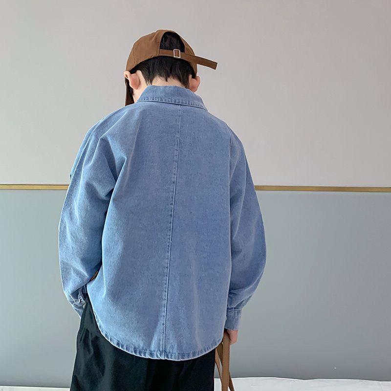 Áo Sơ Mi denim Tay Dài Phong Cách Thời Trang Xuân Thu Mới Cho Bé Trai