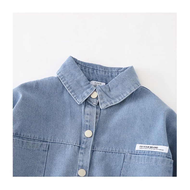 Áo Sơ Mi denim Tay Dài Phong Cách Thời Trang Xuân Thu Mới Cho Bé Trai