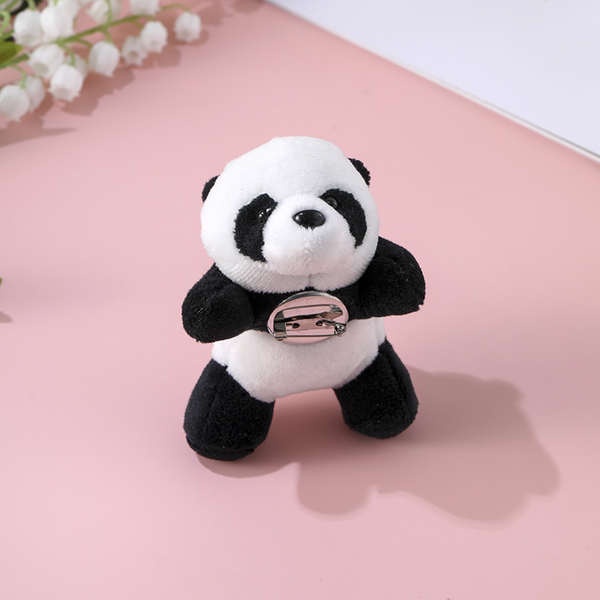 Ghim Cài Áo Hình Gấu Trúc Phối Lông Dễ Thương Phong Cách Trung Hoa