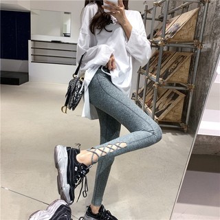 Hàng mới về quần legging thể thao mỏng hở mắt cá màu đen