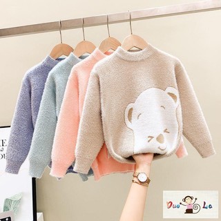 Áo len lông cừu chui đầu thời trang giữ ấm cho bé trai và bé gái