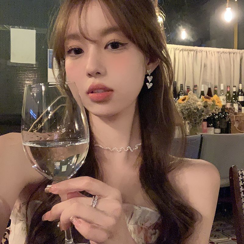 Bông Tai Bạc Dáng Dài Đính Đá zircon Hình Trái Tim Xinh Xắn 11.14