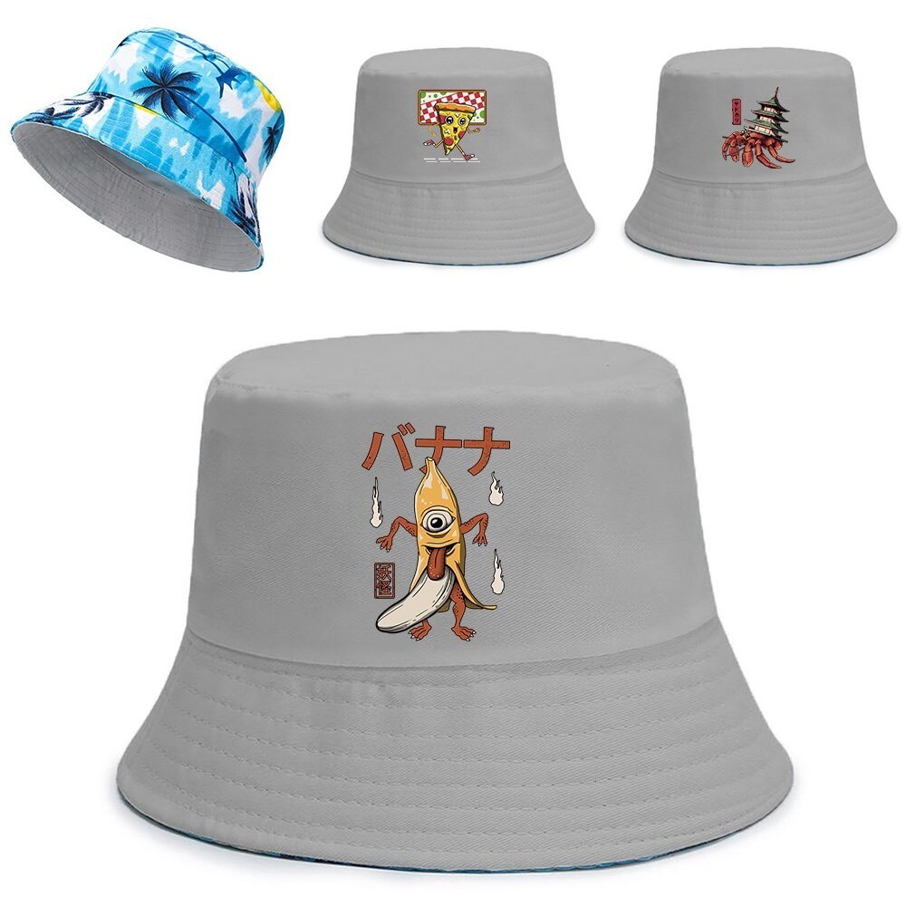 Fashion Bucket Hats Summer Double-sided Wear Cute Monster Ing Women Cap Outdoor Sun Hat Men Women Pa