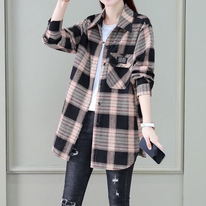 Áo Sơ Mi Dáng Rộng Họa Tiết Kẻ Sọc Thời Trang Xuân Thu Mới 2023