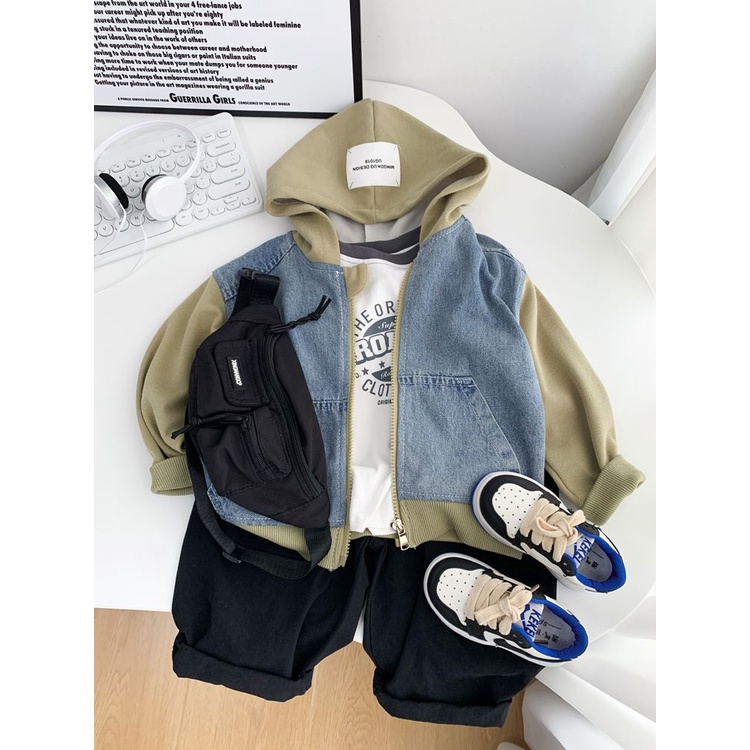 Áo Khoác Hoodie Giả Hai Lớp Có Khóa Kéo Thời Trang Xuân Thu Mới 2023 Dành Cho Bé Trai