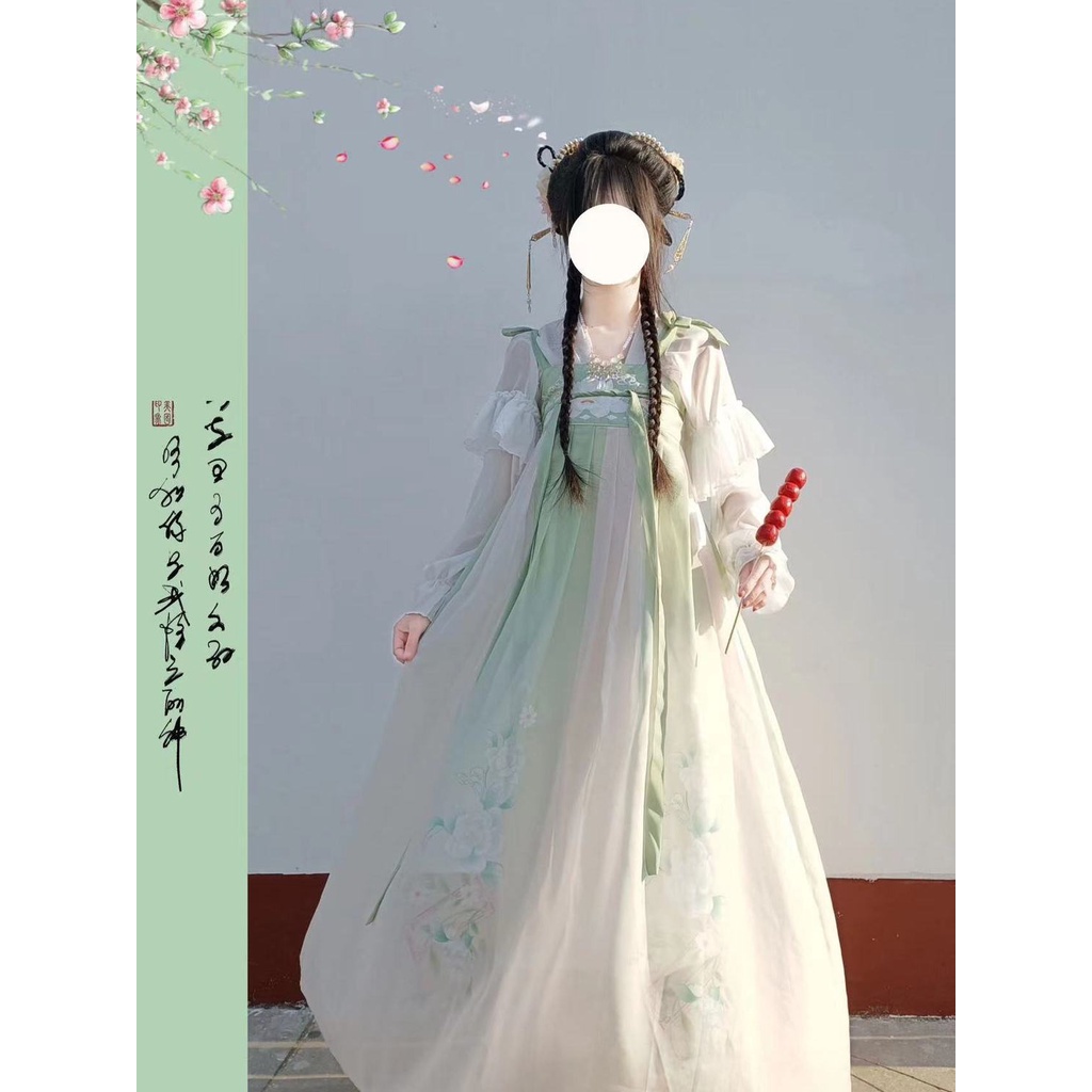 Yayan lange  Váy Hán Phục Một Mảnh Dài Ngang Ngực in Họa Tiết Phong Cách Trung Hoa Thời Trang Xuân Hè Chính Hãng#23107