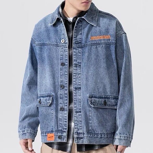 S-4XL Áo Khoác Bò Ôm Dáng Màu Đen Áo Khoác Bò Thời Trang Nam Áo Khoác Bò Nam Học Sinh Thanh Thiếu Niên