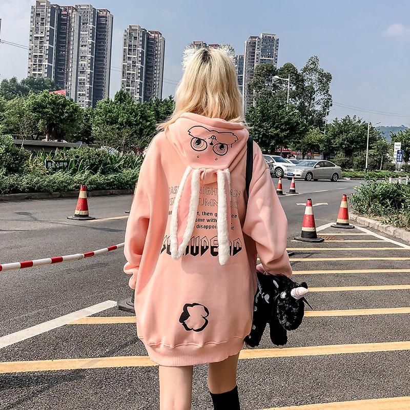 Áo Hoodie Lót Nhung Dày Dặn Trang Phục Cặp Đôi Tai Thỏ Siêu hot s cec