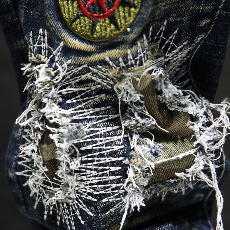 Quần Jean Dài Dáng Ôm Thêu Họa Tiết Thời Trang Thu Đông Cho Nam