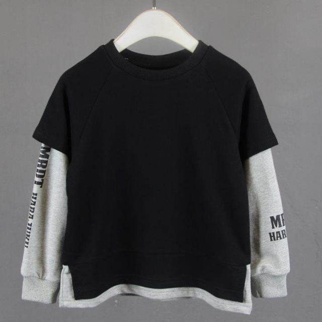 Áo Sweater Tay Dài Giả Hai Lớp Phong Cách Hàn Quốc Kiểu Mới Mùa Xuân Thu Kích Thước Vừa Và Lớn Cho Bé Trai