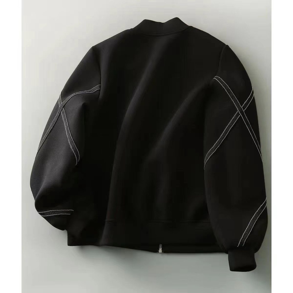 Áo Khoác Bóng Chày Màu Đen Phối Khóa Kéo Phong Cách hong kong Thời Trang Xuân Thu Cho Nữ