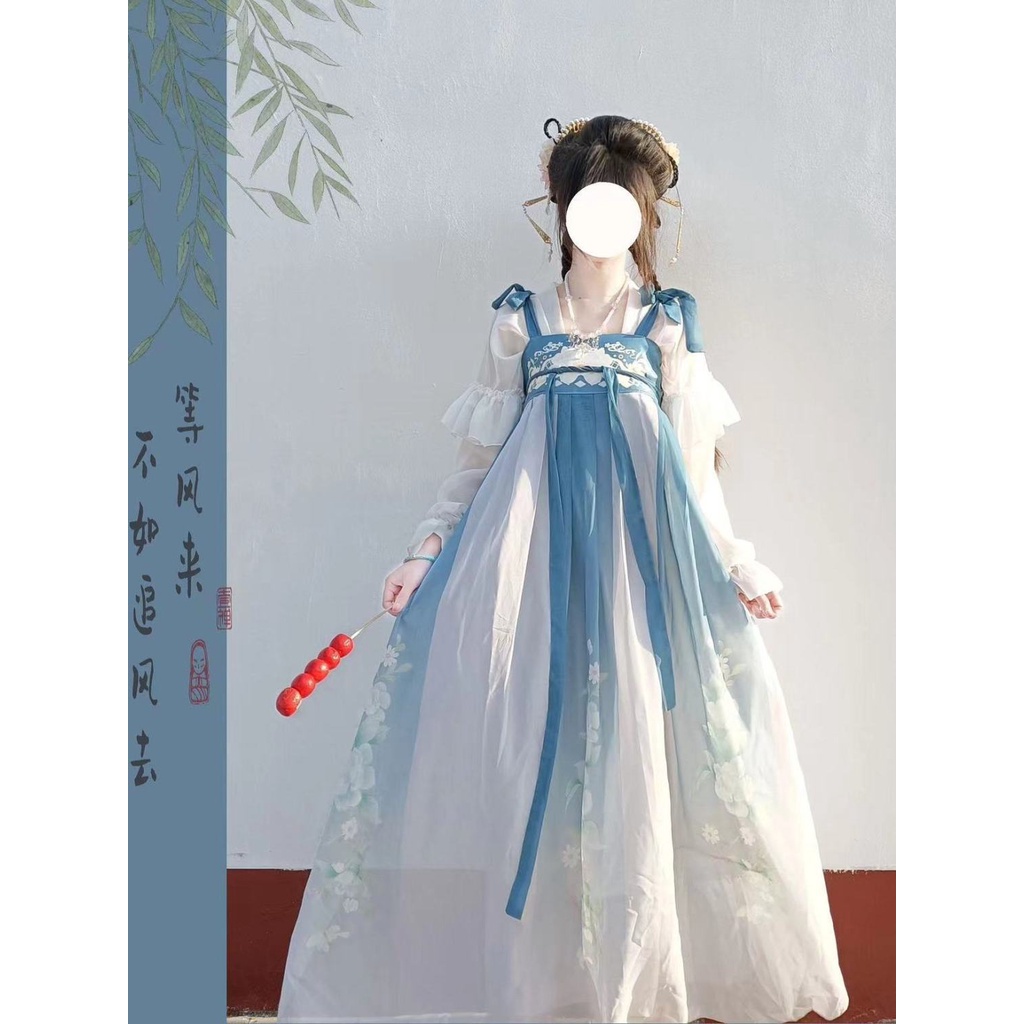 Yayan lange  Váy Hán Phục Một Mảnh Dài Ngang Ngực in Họa Tiết Phong Cách Trung Hoa Thời Trang Xuân Hè Chính Hãng#23107