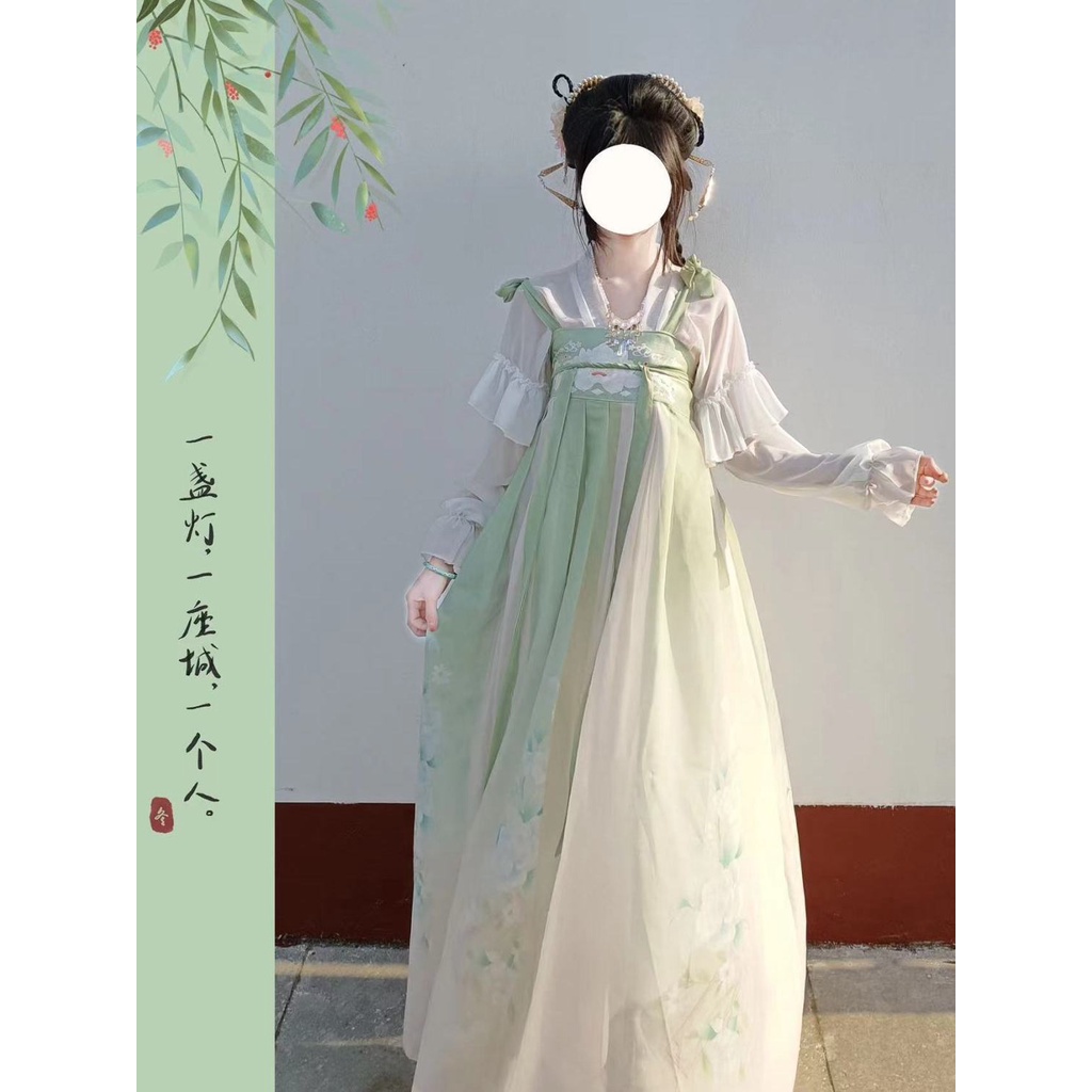 Yayan lange  Váy Hán Phục Một Mảnh Dài Ngang Ngực in Họa Tiết Phong Cách Trung Hoa Thời Trang Xuân Hè Chính Hãng#23107