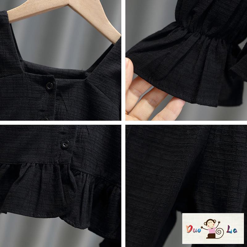 Bộ Áo Sơ Mi + Quần Dài Ống Loe Phong Cách Hàn Quốc Thời Trang Mùa Xuân Cho Bé Gái