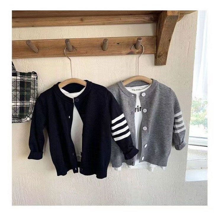 Áo Khoác cardigan Dệt Kim Cổ Tròn Thời Trang Xuân Thu Cho Bé