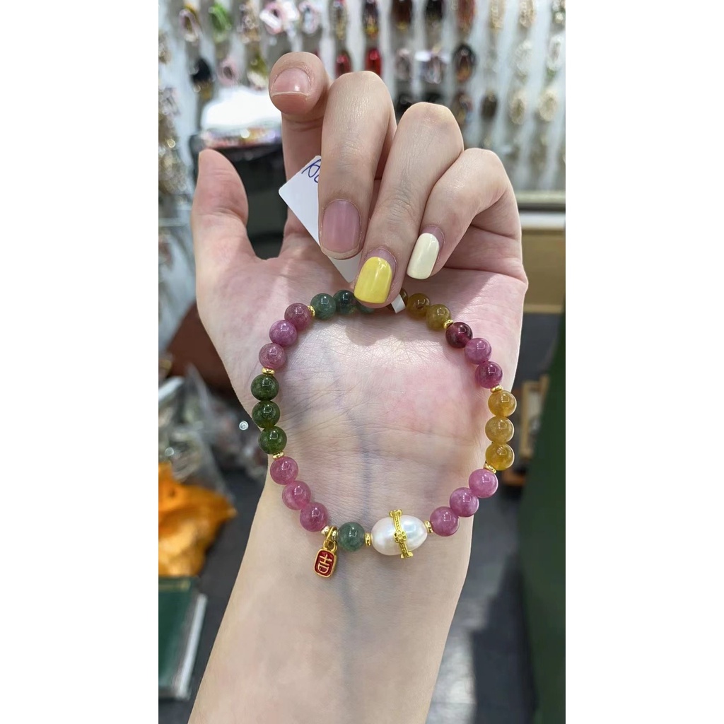Vòng Tay Đá Canurmaline Tự Nhiên Nhiều Màu Sang Trọng Thời Trang Cho Nữ 10.26