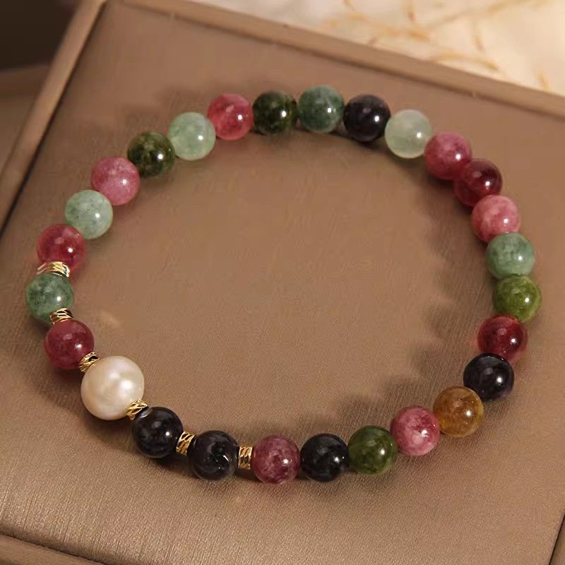 Vòng Tay Đá Canurmaline Tự Nhiên Nhiều Màu Sang Trọng Thời Trang Cho Nữ 10.26