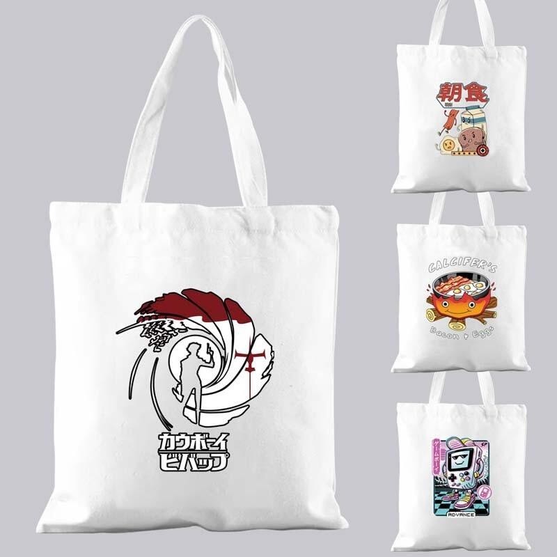 Shopping Bags Floral  Tote Bag Fashion  Shoulder Bags Japan Print Garden  Friendly Reusable Cute Sch