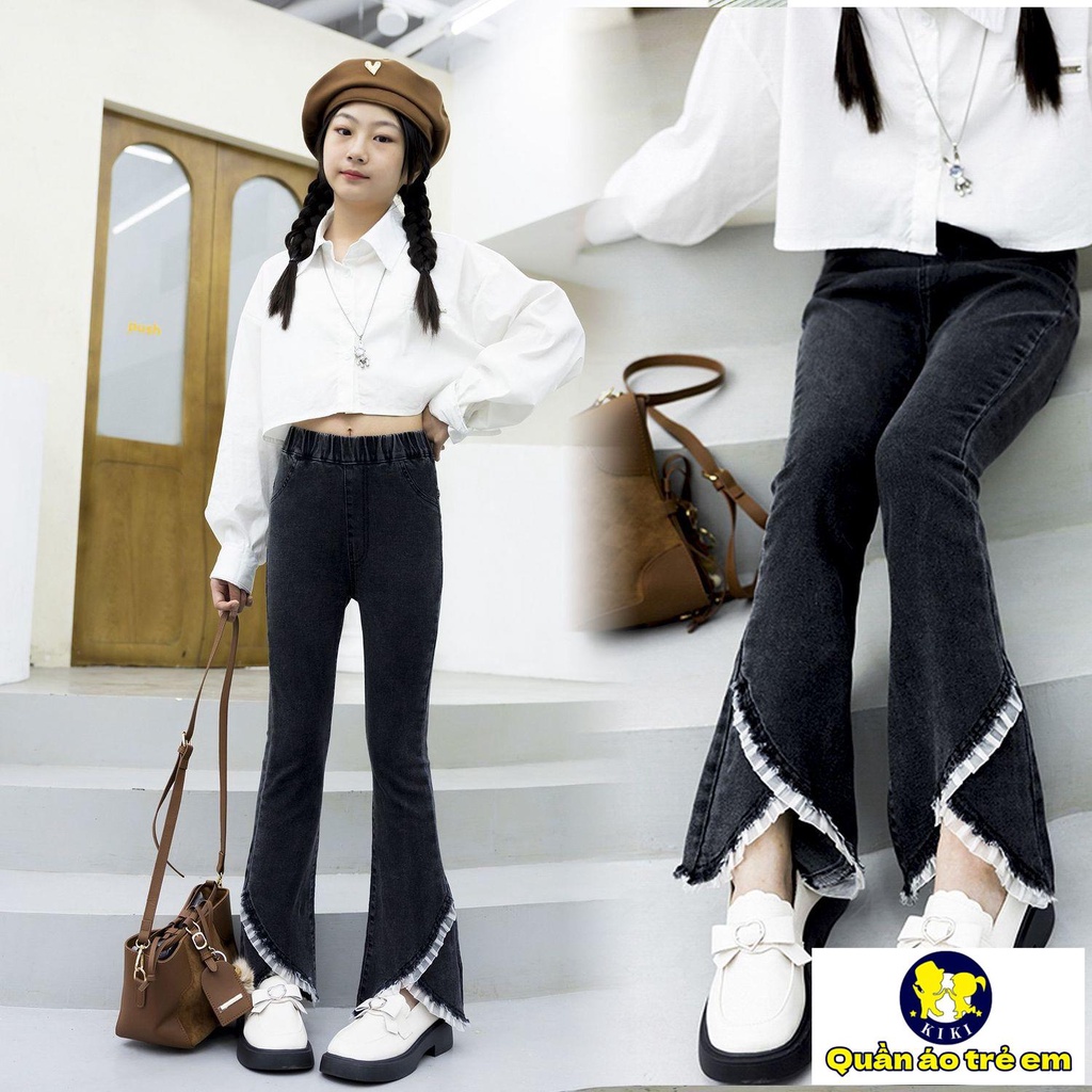 Quần jeans Ống Loe Phong Cách Mới Mùa Thu Hợp Thời Trang Cho Trẻ Em Gái