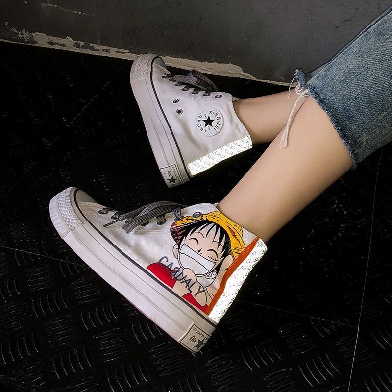 Mới Giày Thể Thao canvas Cổ Cao In Hình Nhân Vật luffy Trong Phim Hoạt Hình one piece Thời Trang Mùa Hè Dành Cho Cả Nam Và Nữ