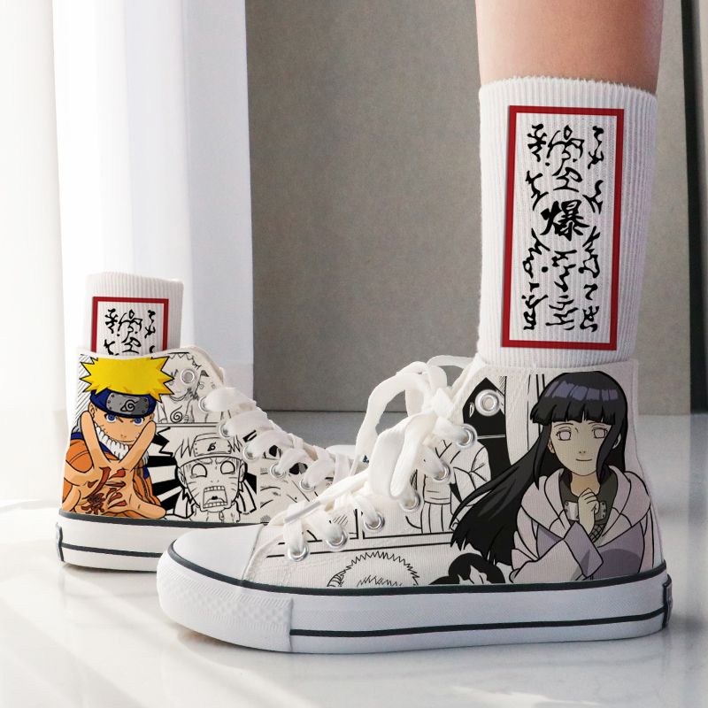 Giày Vải canvas Cổ Cao In Hình naruto Thời Trang Mùa Xuân 2023 Cho Cặp Đôi