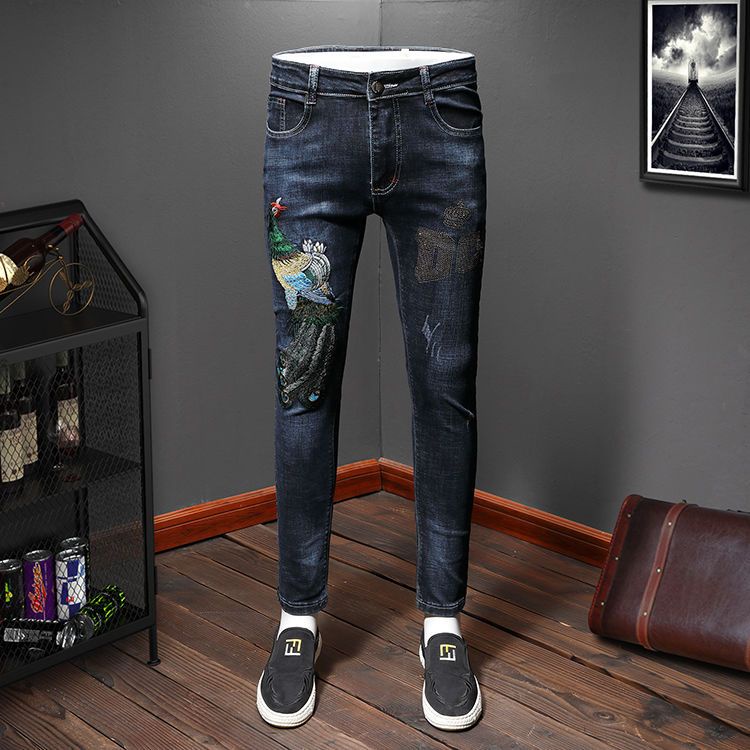 Quần jeans Rách Thêu Hình Rồng plus size 38