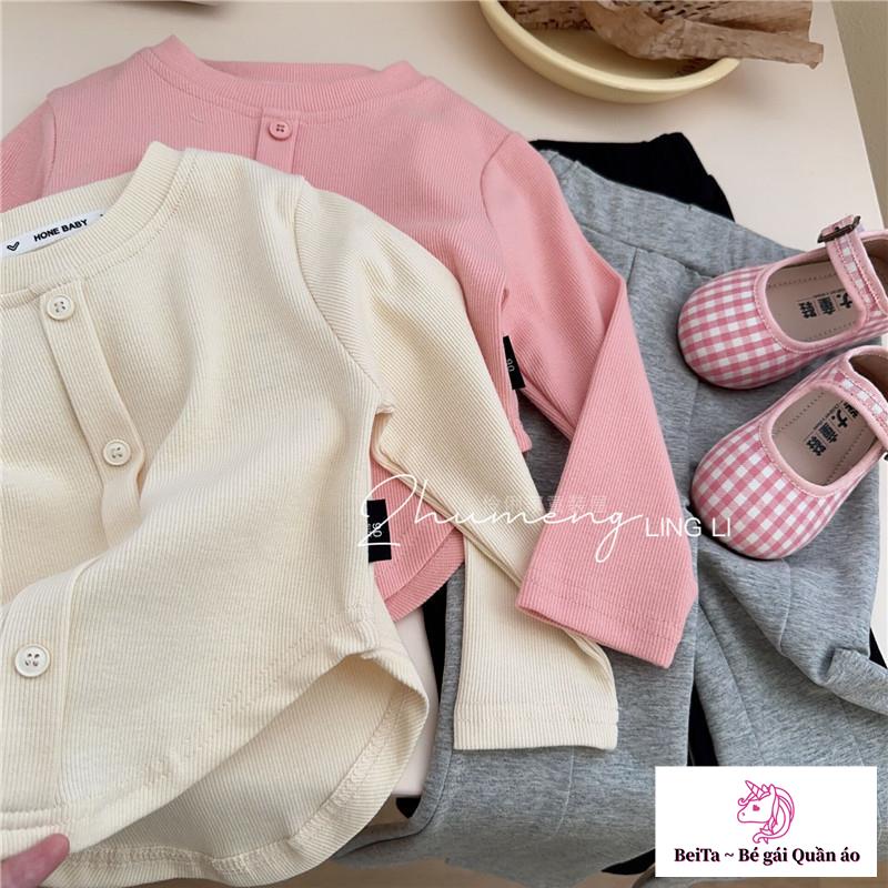 Áo Thun Tay Dài Dáng Chữ a Ôm Sát Màu Kẹo Phong Cách Hàn Quốc Thời Trang Xuân Thu Cho Bé Gái