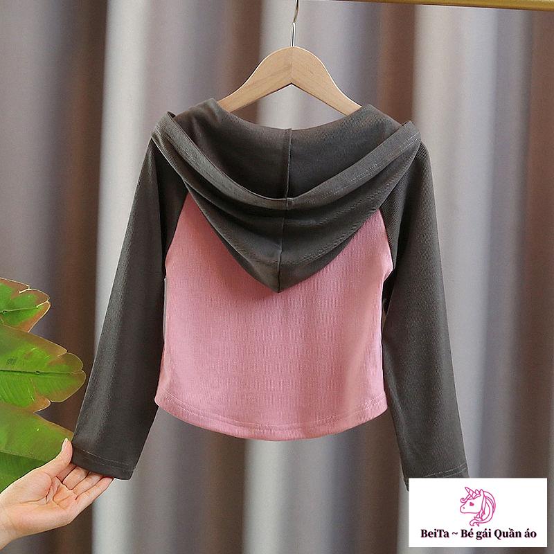 Áo sweatshirt Có Mũ Trùm Tay Dài Thời Trang Xuân Thu Phong Cách Mới Cho Bé Gái