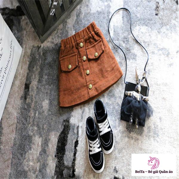 Chân Váy Nhung Dáng Chữ a Phong Cách Phương Tây Thời Trang Xuân Thu Mới Cho Bé Gái