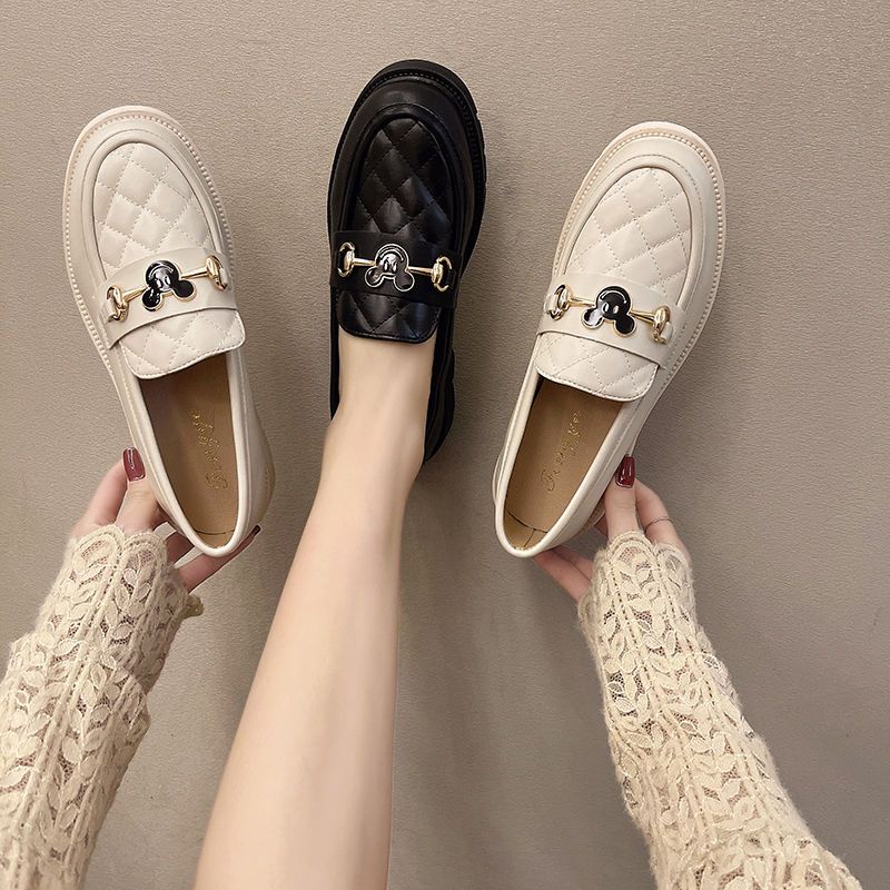 Giày Lười Da Đính Nơ Phong Cách Hàn Quốc Cho Nữ