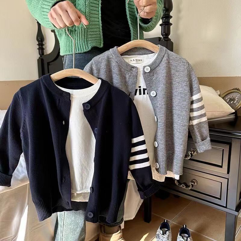 Áo Khoác cardigan Dệt Kim Cổ Tròn Thời Trang Xuân Thu Cho Bé