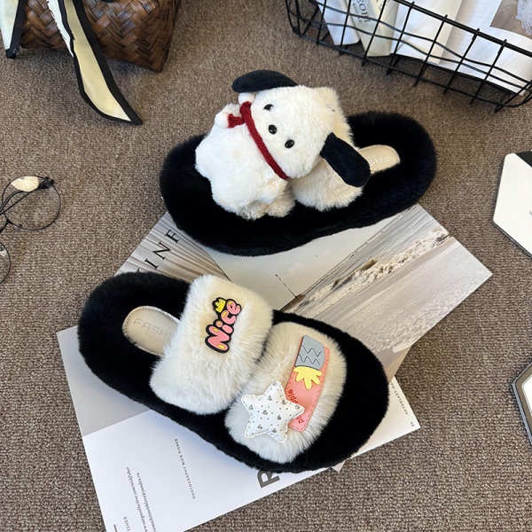 Dép Bông Đi Trong Nhà Đế Dày Chống Trượt Hình Chú Chó chapa Dễ Thương