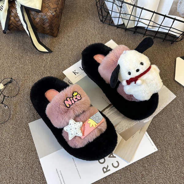 Dép Bông Đi Trong Nhà Đế Dày Chống Trượt Hình Chú Chó chapa Dễ Thương