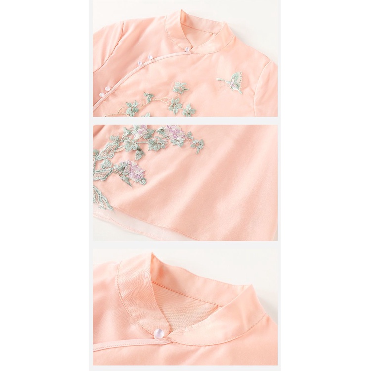 Áo Sườn Xám Ngắn Cài Nút Thêu Họa Tiết Phong Cách Trung Hoa Cổ Điển Thiết Kế Mới Thời Trang Cho Nữ