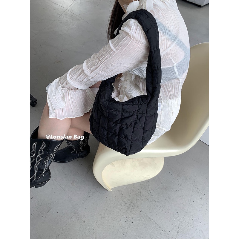 Túi Đeo Vai Vải niche Xếp Ly Chần Bông Hình Đám Mây Thời Trang Mùa Thu 2023