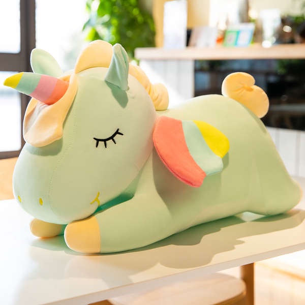 Gấu bông gấu bông to Màu xanh lá cây ngựa búp bê kỳ lân búp bê vải dễ thương búp bê bé trên giường đồ chơi bằng bông gối ôm phòng ngủ bé gái