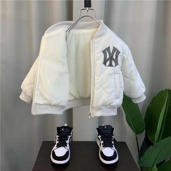 Áo khoác lông cừu cho bé trai 2023 Quần áo mùa đông mới cho bé dày hơn Quần áo bóng chày cho bé trai