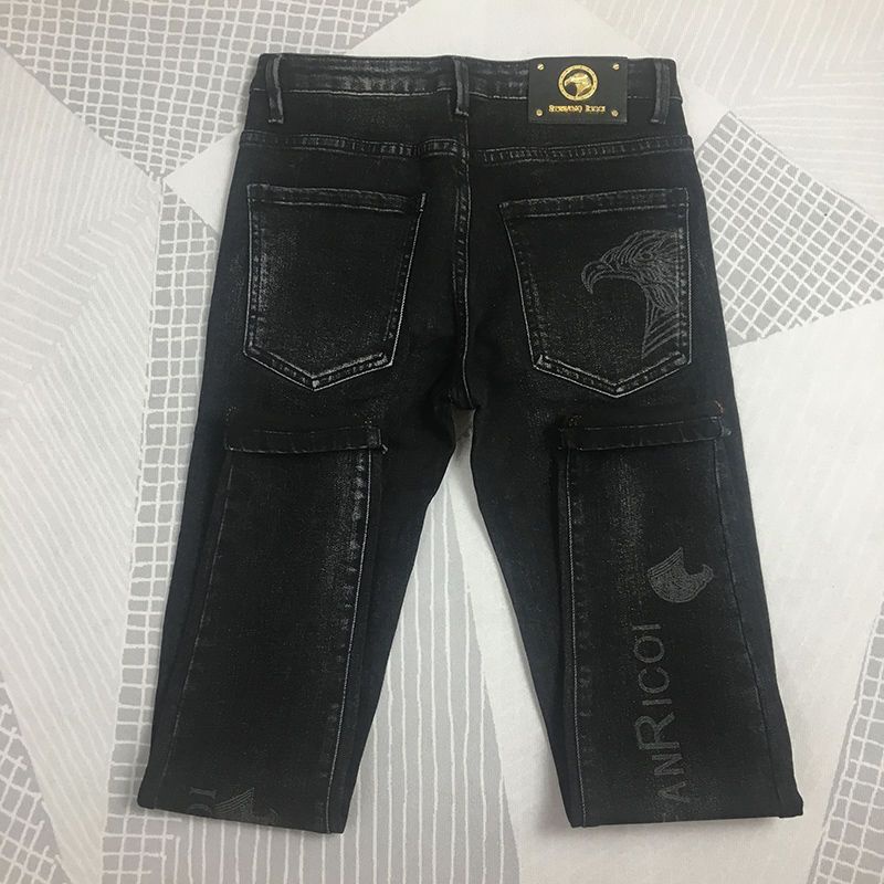 Size27-34 Quần bò đại bàng in hoa màu đen quần dài thường ngày co giãn ống nhỏ tôn dáng dễ phối thương hiệu thời trang cao cấp