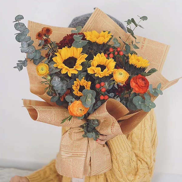 Giấy gói hoa 1 bông giấy gói hoa Vintage tiếng Anh báo giấy kraft hoa gói giấy hoa vật liệu hoa giấy quà tặng bó hoa quà tặng bao bì giấy không thấm nước