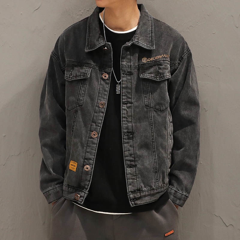 S-5XL Áo Khoác Nam Áo Khoác Bò Dáng Rộng Đẹp Trai Sành Điệu Cho Nam Học Sinh Áo Khoác Nam Phong Cách Hàn Quốc