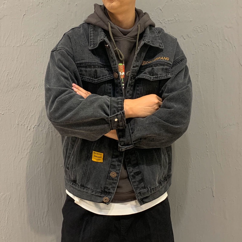 S-5XL Áo Khoác Nam Áo Khoác Bò Dáng Rộng Đẹp Trai Sành Điệu Cho Nam Học Sinh Áo Khoác Nam Phong Cách Hàn Quốc