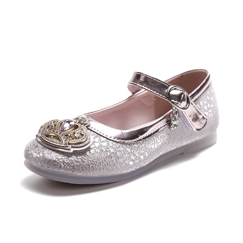 Giày Búp Bê Da Mềm Đính Pha Lê In Hình Công Chúa Băng Giá aisha Cho Bé Gái