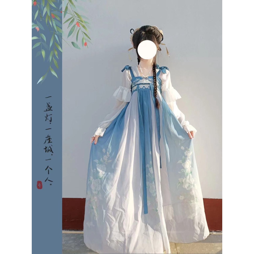 Yayan lange  Váy Hán Phục Một Mảnh Dài Ngang Ngực in Họa Tiết Phong Cách Trung Hoa Thời Trang Xuân Hè Chính Hãng#23107