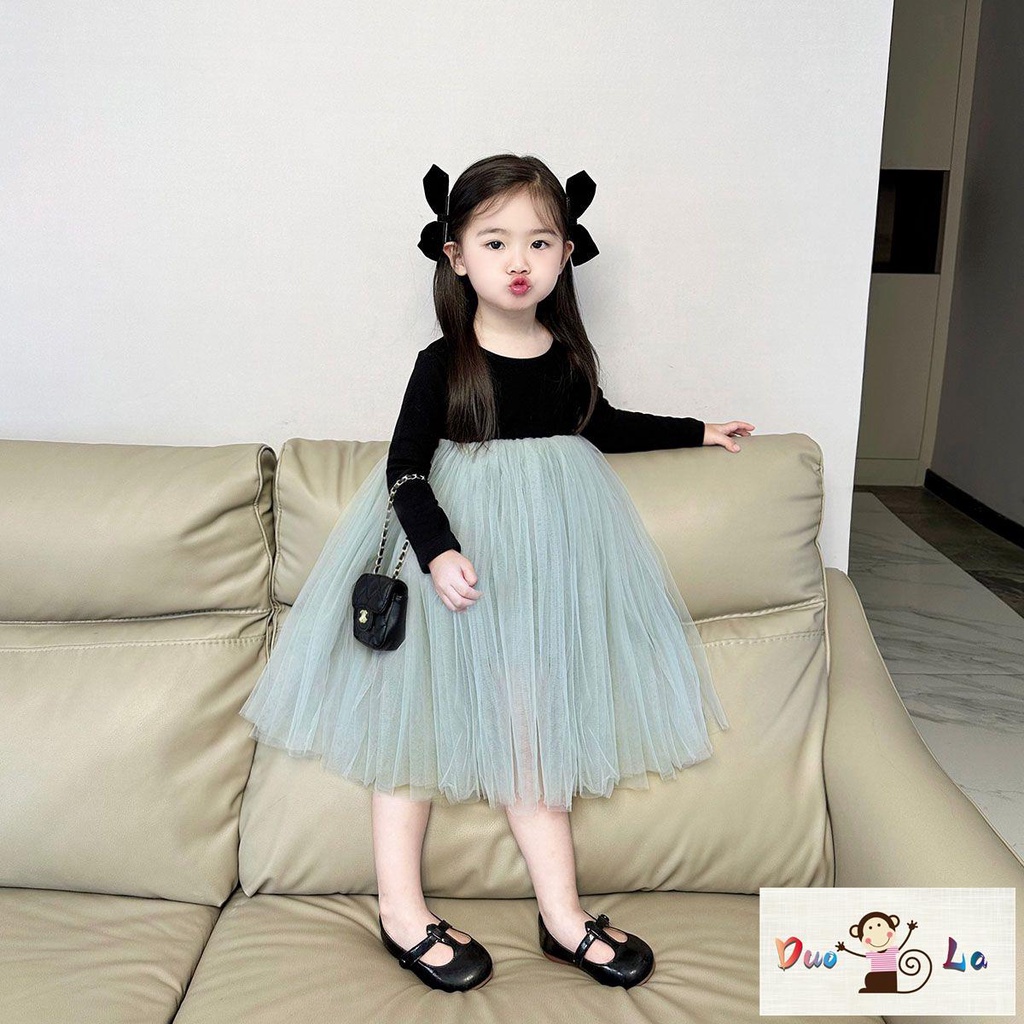 Đầm Công Chúa Tay Dài Vải Gạc Mềm Mại Phong Cách Phương Tây Thời Trang Mùa Thu Cho Bé Gái