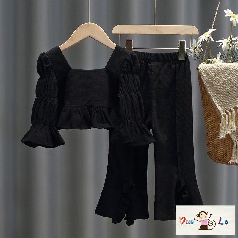 Bộ Áo Sơ Mi + Quần Dài Ống Loe Phong Cách Hàn Quốc Thời Trang Mùa Xuân Cho Bé Gái