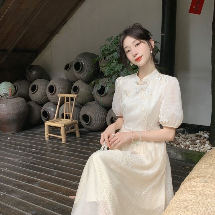 Đầm Sườn Xám Cách Tân Cài Khóa Phong Cách Trung Hoa Mới Mùa Hè 2023#231016