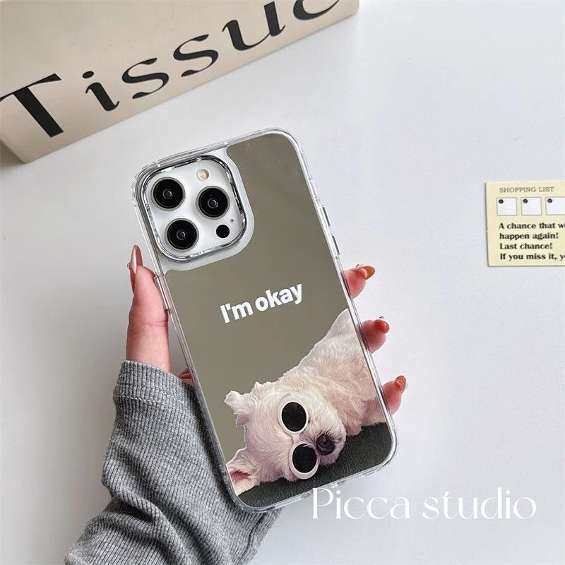 Ốp Điện Thoại Tráng Gương Hình Chú Chó Đeo Kính Mát Cho Iphone 15 14 13promax 12xs xr78p