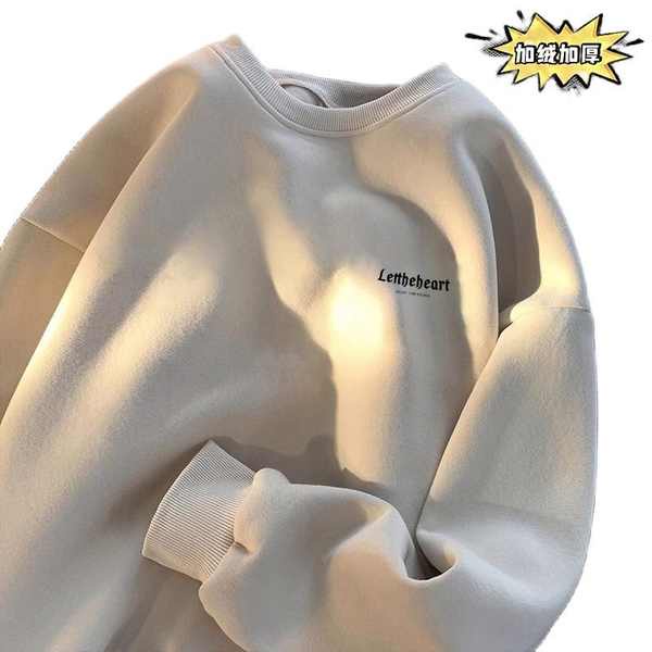 Áo sweater nỉ áo sweater len Áo hoodie cổ tròn dày dặn lót nhung đơn giản cổ điển kiểu Mỹ áo thun nam dài tay mẫu mới thu đông 2024 trang phục cặp đôi